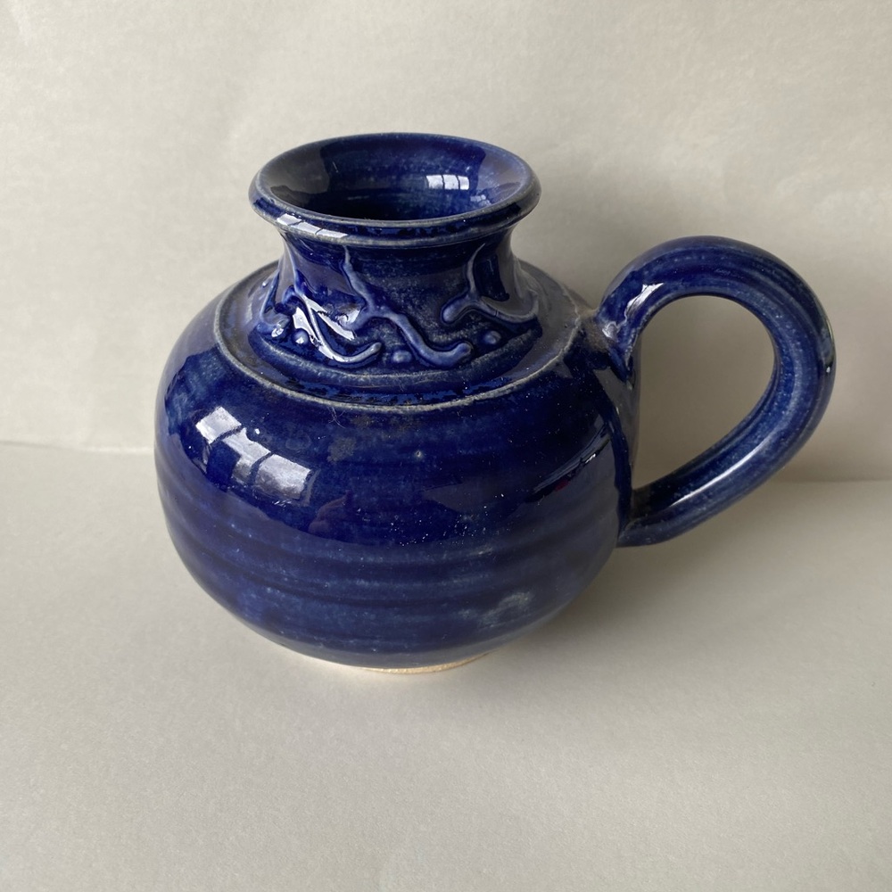 Handmade Studio Art Pottery Cobalt Blue Glaze Mug Cup